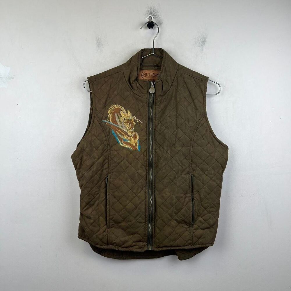Vintage 90s Outback Quilted Vest with Embroidered Horse Graphic Size S